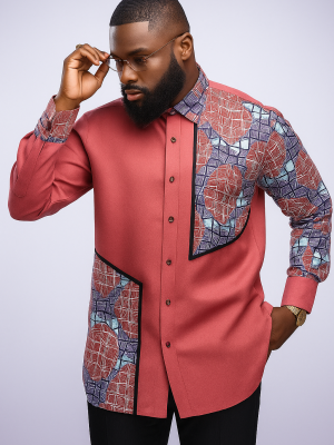 Africa Print Shirt with Ankara Detailing