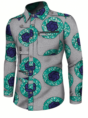 ChatGPT Image Oct 25, 2025, 11_28_51 AM Men's Long Sleeve Ankara Print Shirt