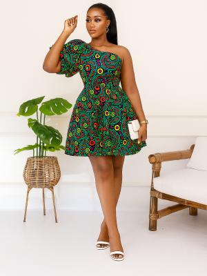 img8 Vibrant Mono-Strap Ankara Mini Dress