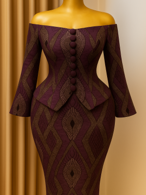 img34 Royal Plum Ankara Peplum Dress