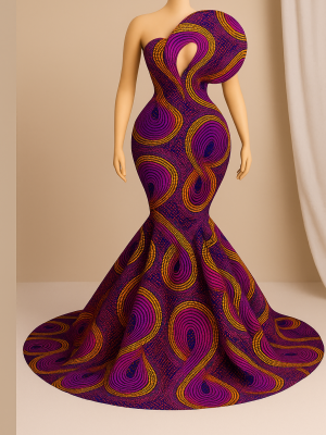 img345 Crimson Luxe Ankara Statement Gown